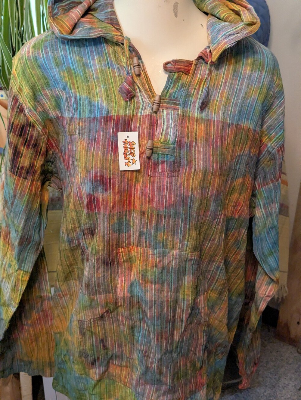 NWT Unisex Shop Therapy Ltwt Nepalese 100% Cotton Hoodie Loose Top Sz L/Xl